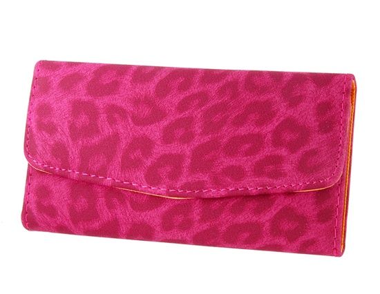 Capa Flip PU Leather Leopard Pattern para iPhone 5 rosa